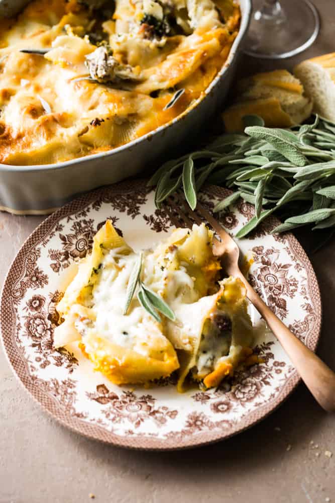 Butternut Squash Stuffed Shells plated