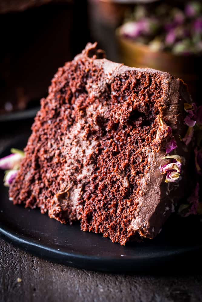 Dark Chocolate Cake with Chocolate Ganache Frosting - The Seaside Baker