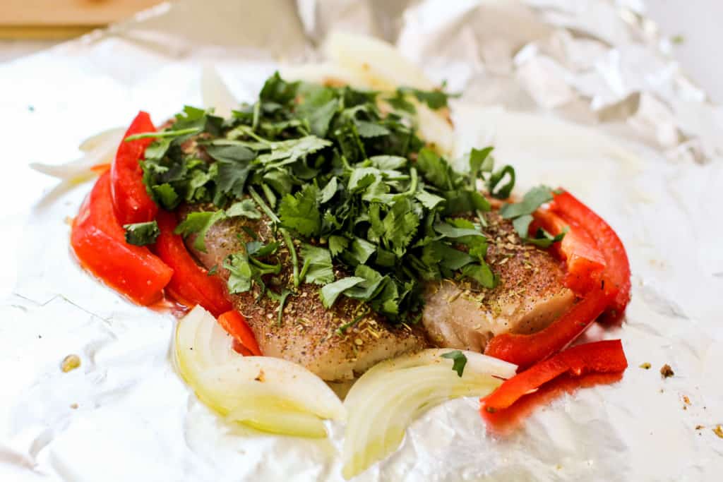 Baked Cilantro Lime Fish Foil Packets