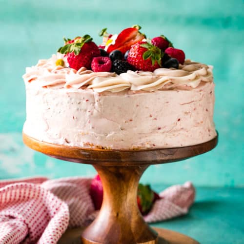 Berry Zebra Cake with Berry Buttercream Frosting - The Seaside Baker