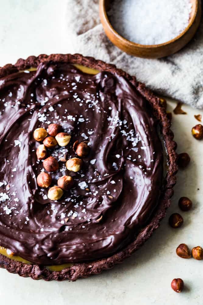 Chocolate Hazelnut Caramel Tart