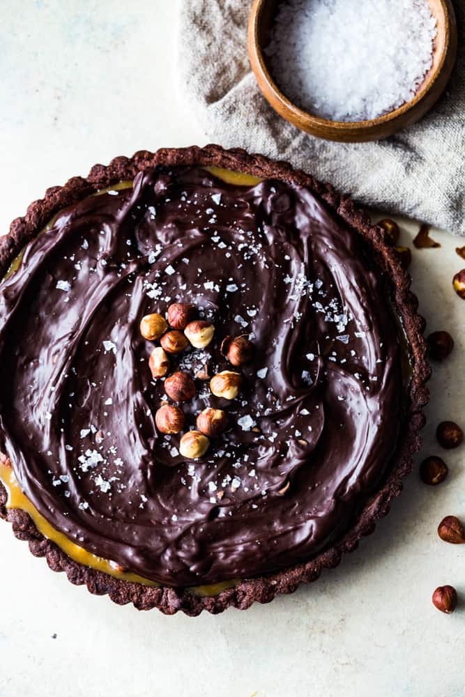 Chocolate Hazelnut Caramel Tart