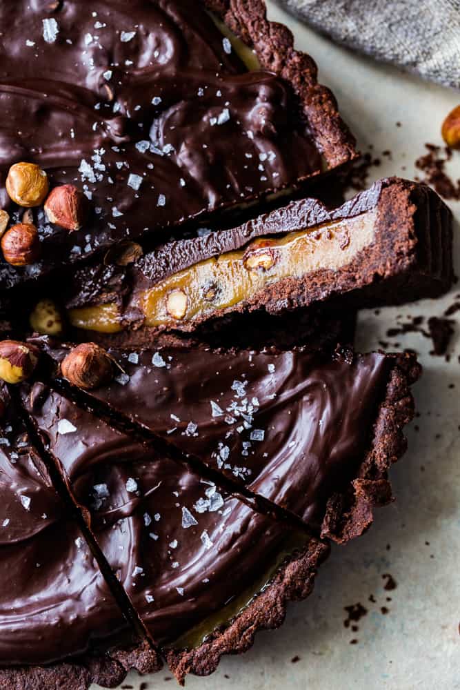 Chocolate Hazelnut Caramel Tart