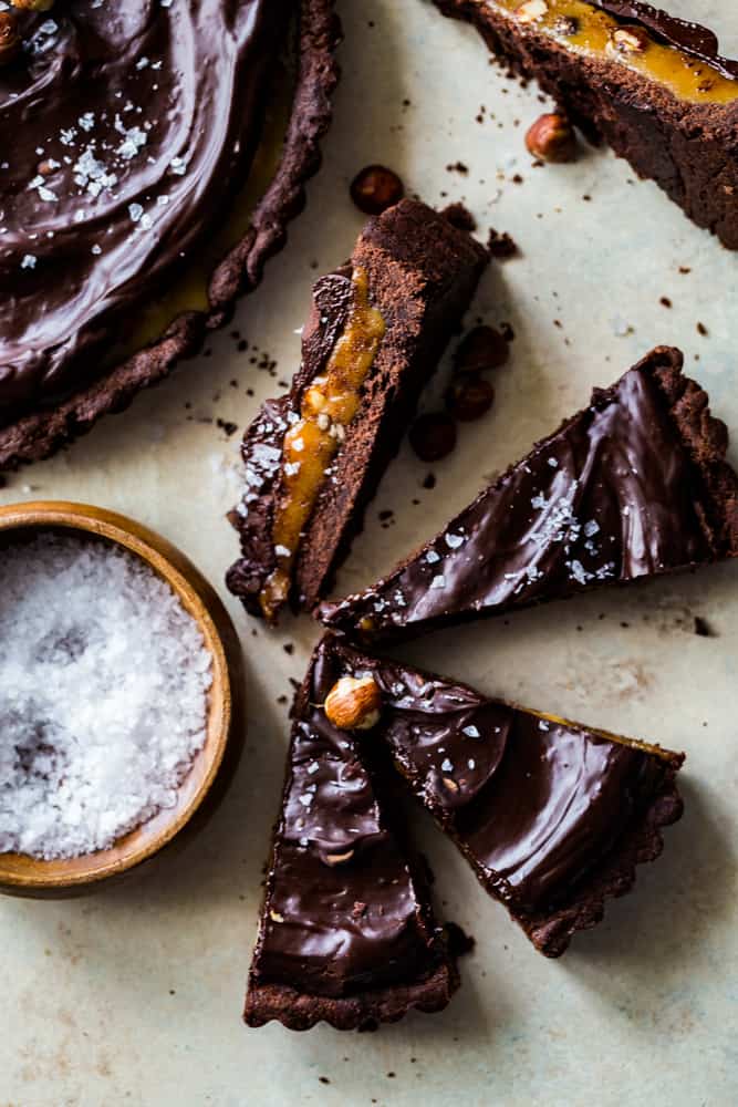 Chocolate Hazelnut Caramel Tart