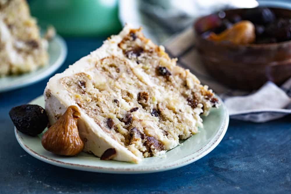 Hummingbird Cake with dried figs and pineapple flowers