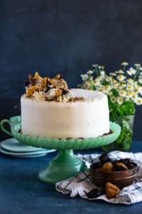 Hummingbird Cake with dried figs and pineapple flowers