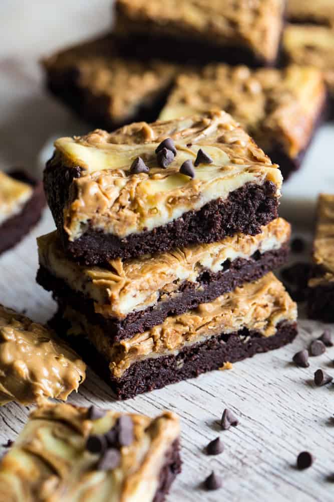 Peanut Butter Cream Cheese Swirled Brownies