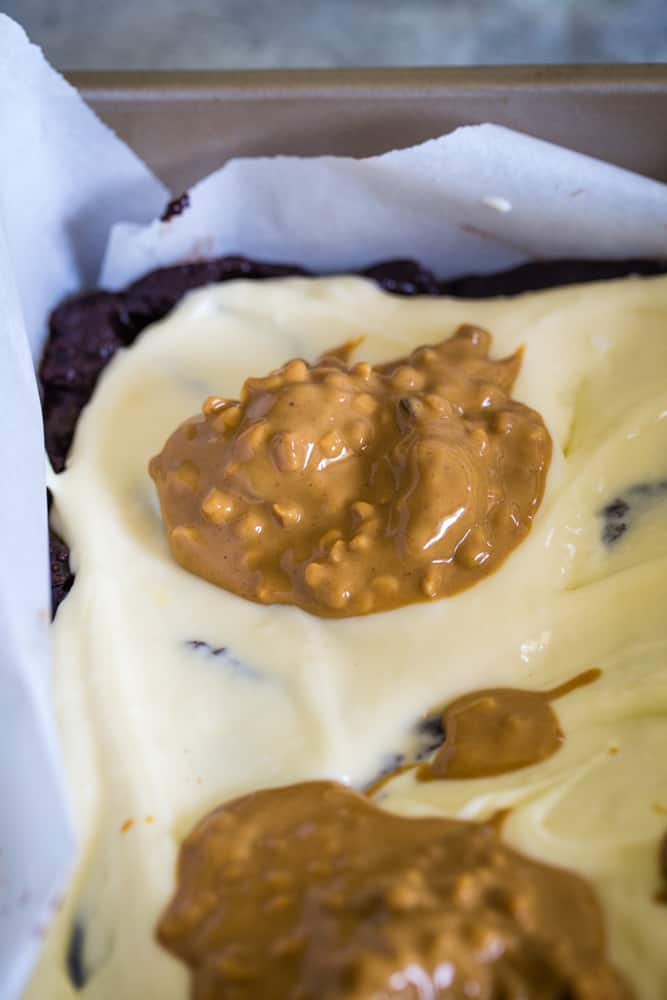 Peanut Butter Cream Cheese Swirled Brownies