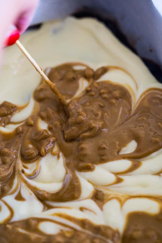 Peanut Butter Cream Cheese Swirled Brownies