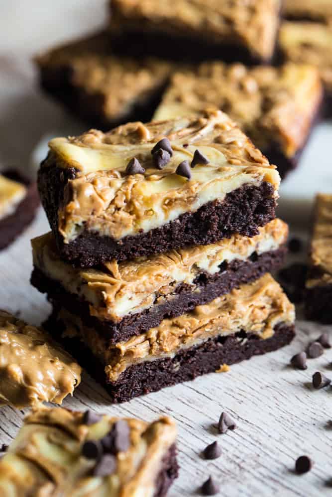 Peanut Butter Cream Cheese Swirled Brownies