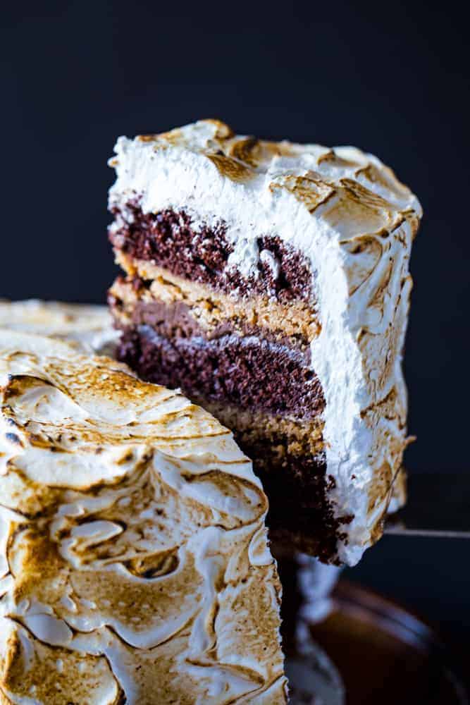 Toasted Marshmallow S'mores Cake Recipe - Sugar & Sparrow