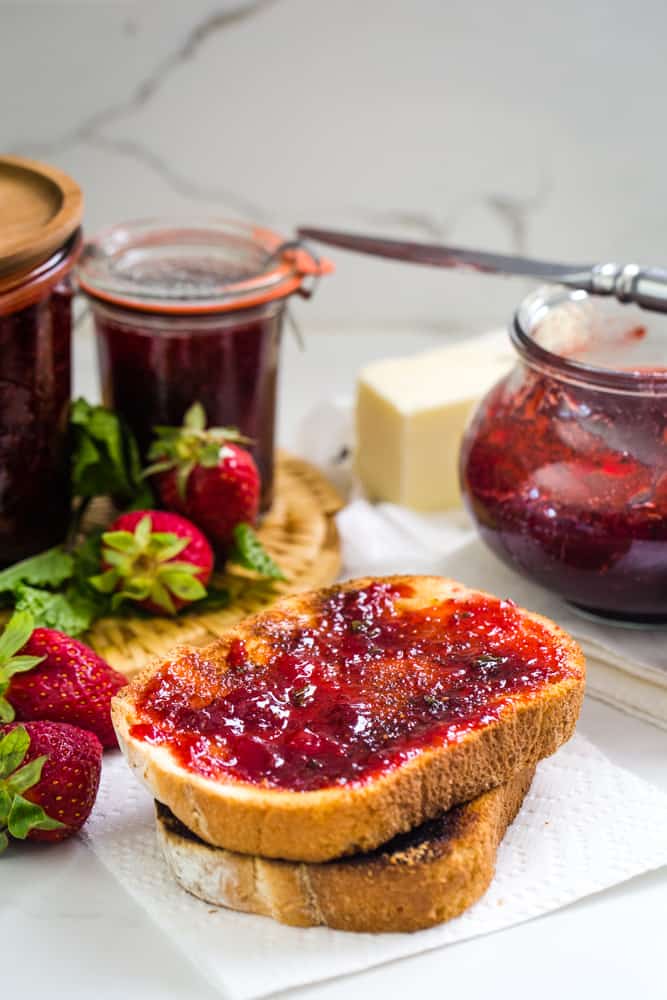 easy strawberry mint jam