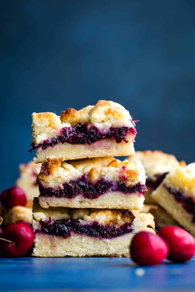 stack of cherry almond pie bars