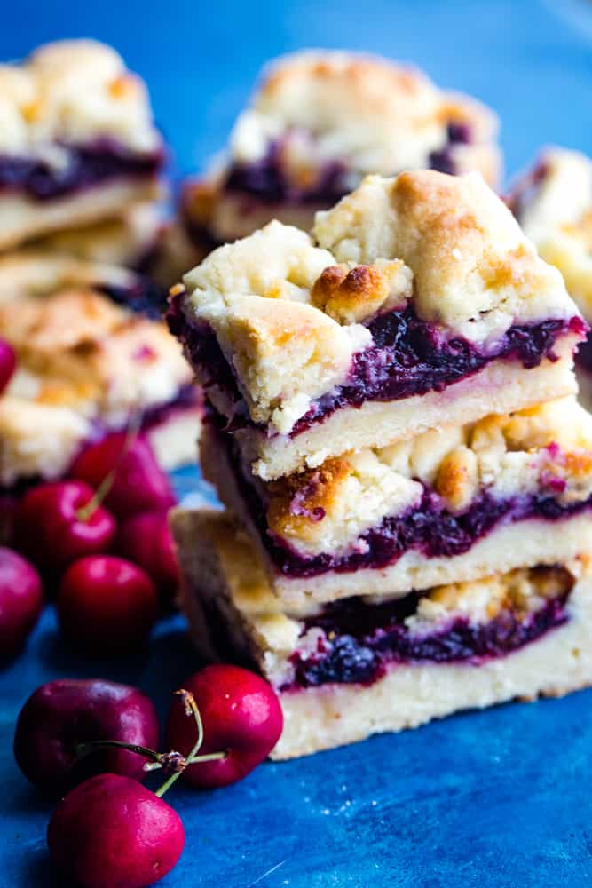 stacked cherry almond pie bars