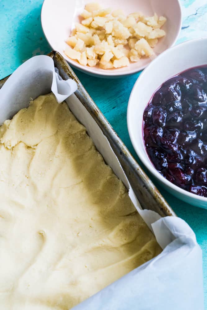 ingredients for cherry almond pie bars