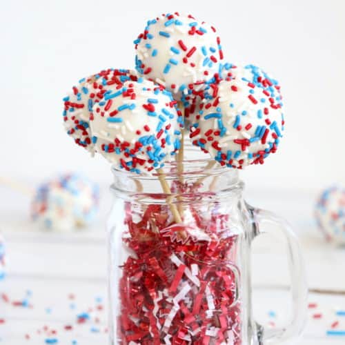 Red, White and Blue 4th of July Candy Cane Stripes Cake Pop Party