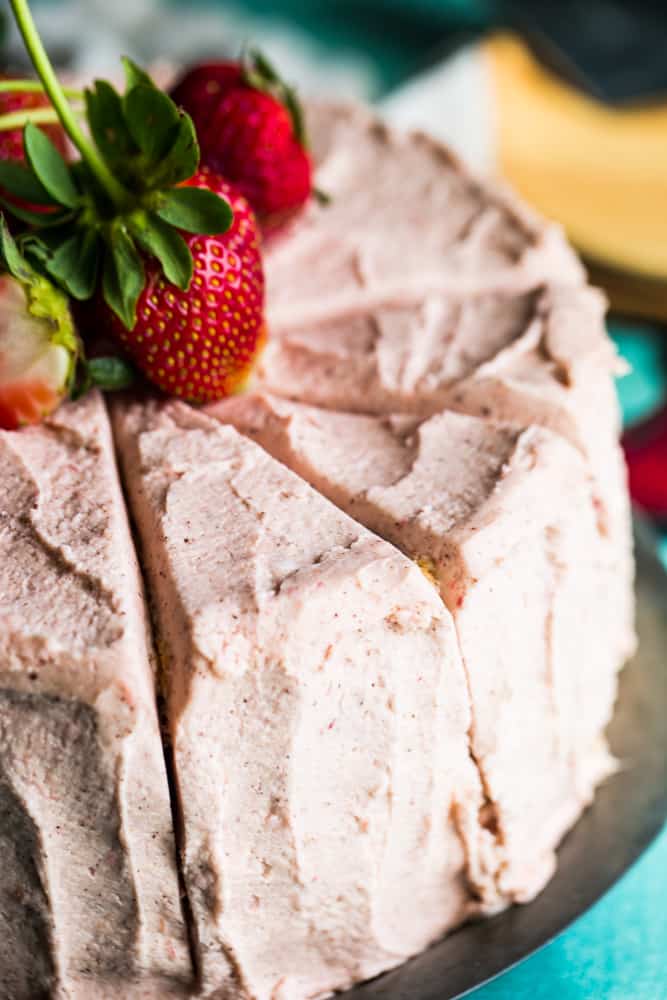 Slices of strawberry rhubarb cake