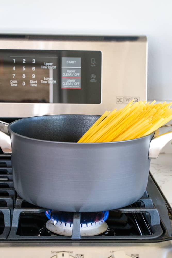 making pasta in a pot