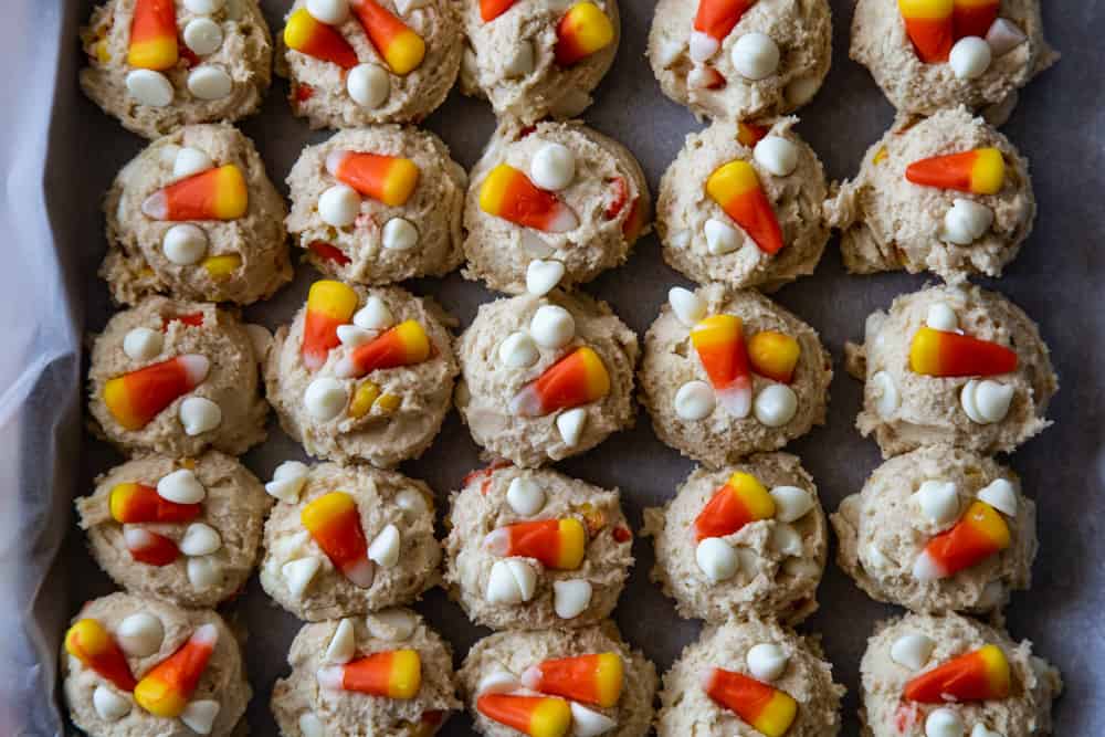 rolled unbaked Candy Corn Cookies