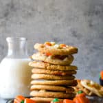 Candy Corn White Chocolate Cookies stacked