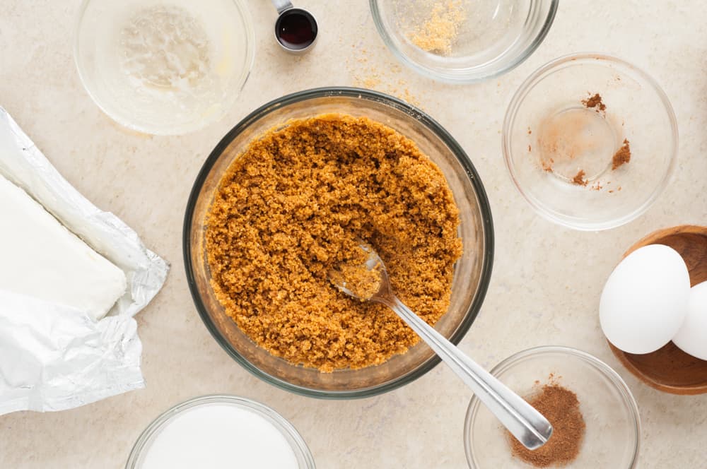 making the crust for mini pumpkin cheesecakes