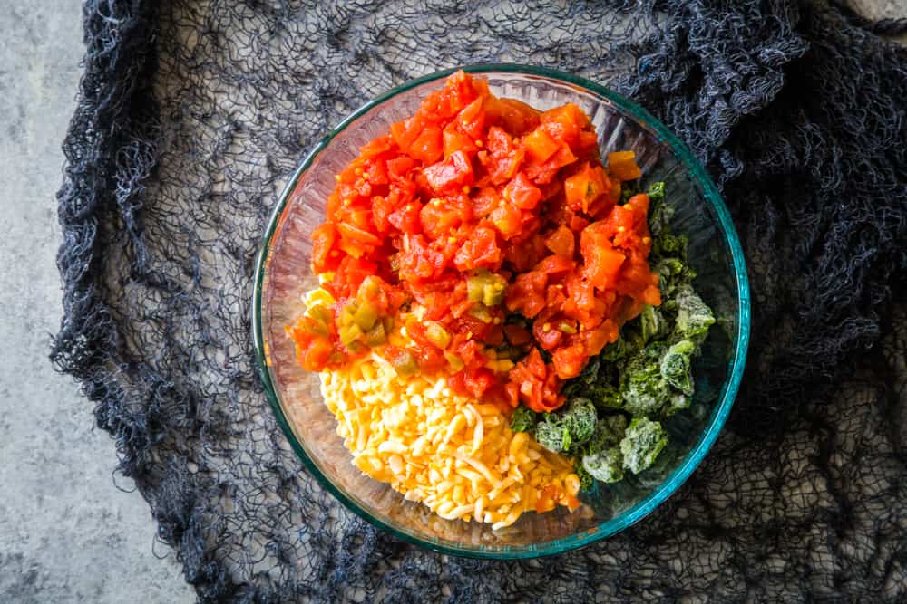 dip ingredients in bowl for face pie dip