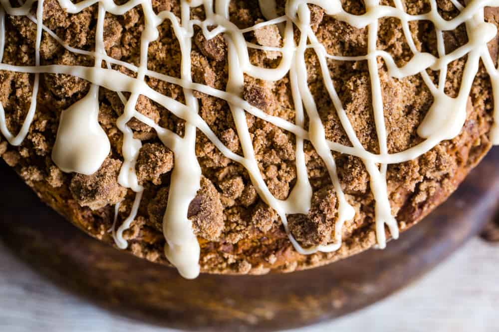 pumpkin coffee cake with maple glaze