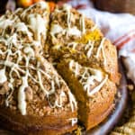 pumpkin coffee cake sliced