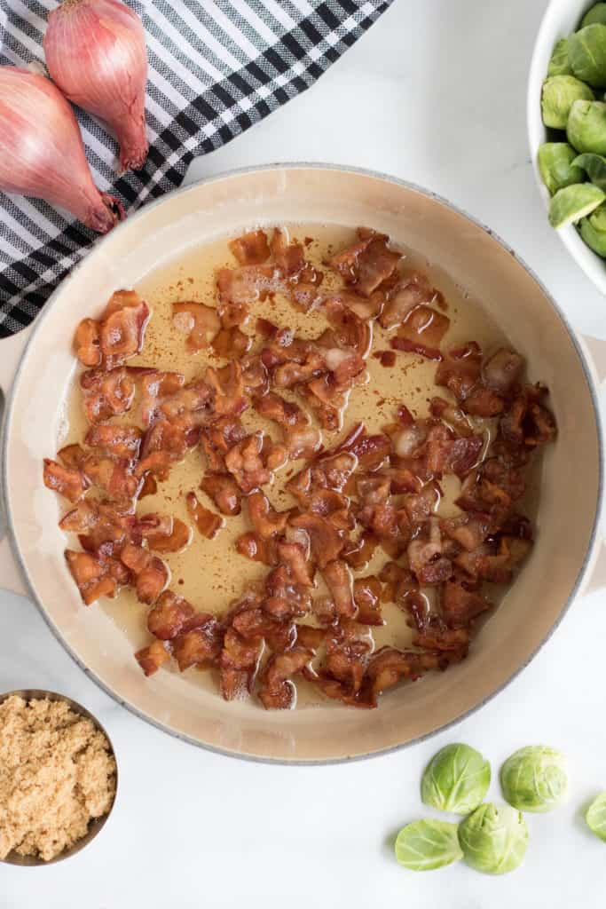 cooked bacon for brussels sprouts au gratin