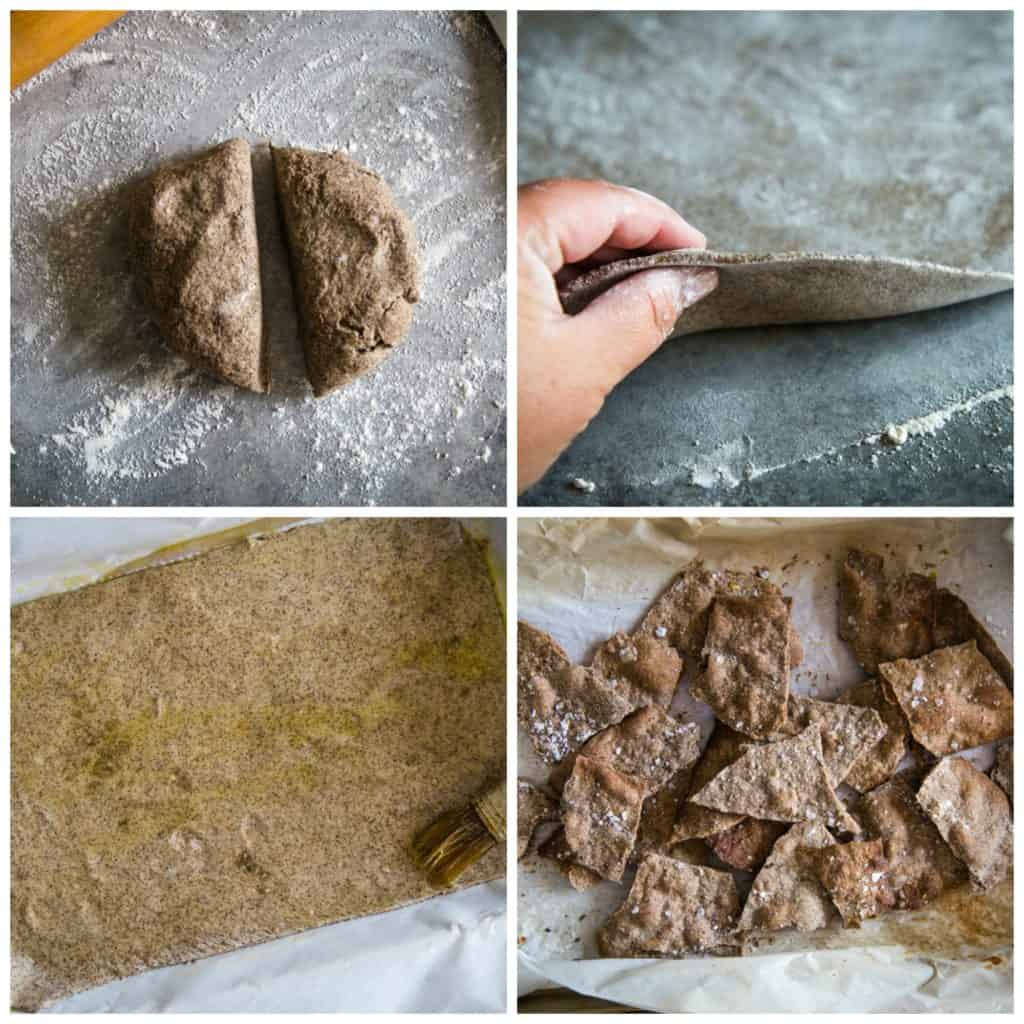 process shots for making buckwheat crackers