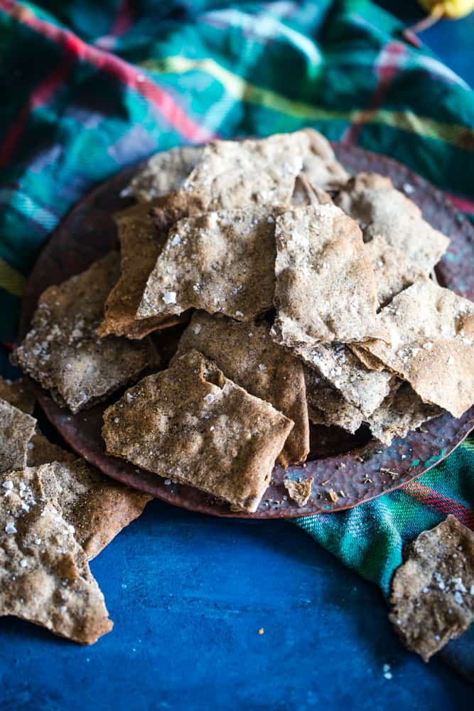 plate of buckwheat crackers