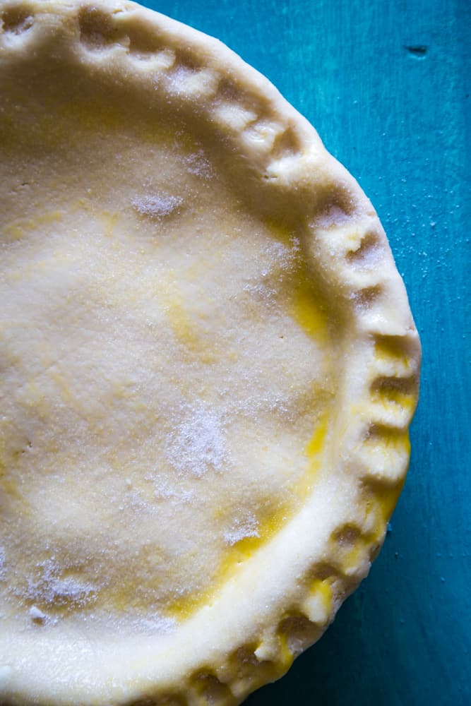 pie with top crust and sugar sprinkled over