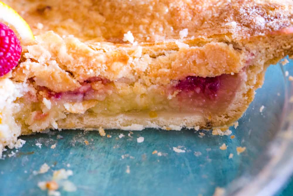 the inside filling of the lemon raspberry pie