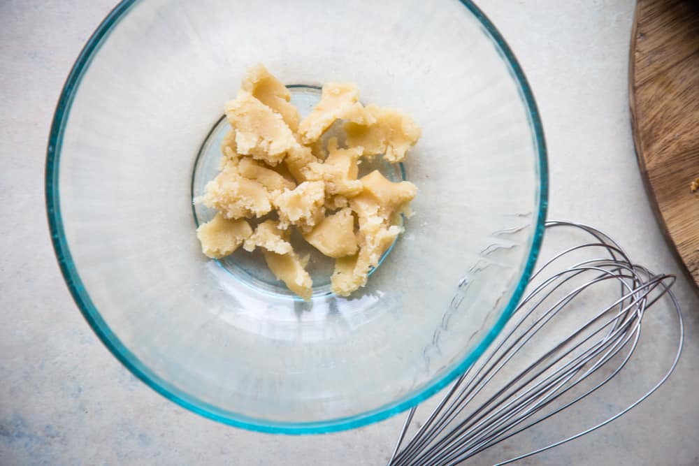 bowl of almond paste clumps