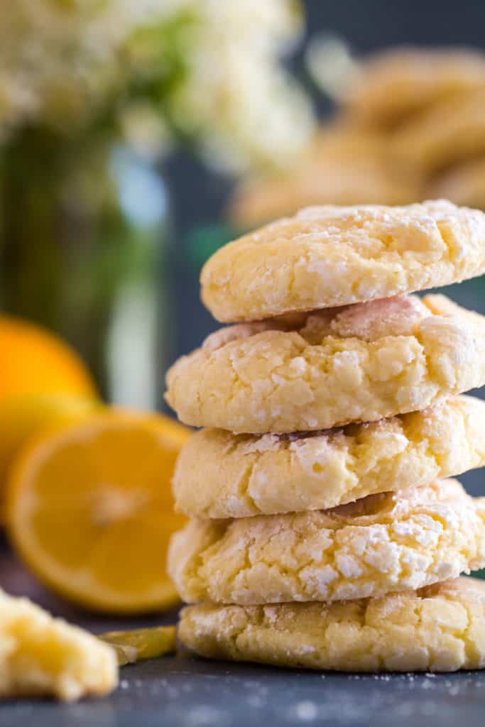 stack of lemon bar cookies