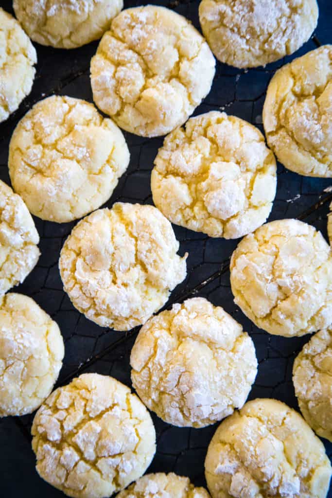 close up of lemon bar cookies baked