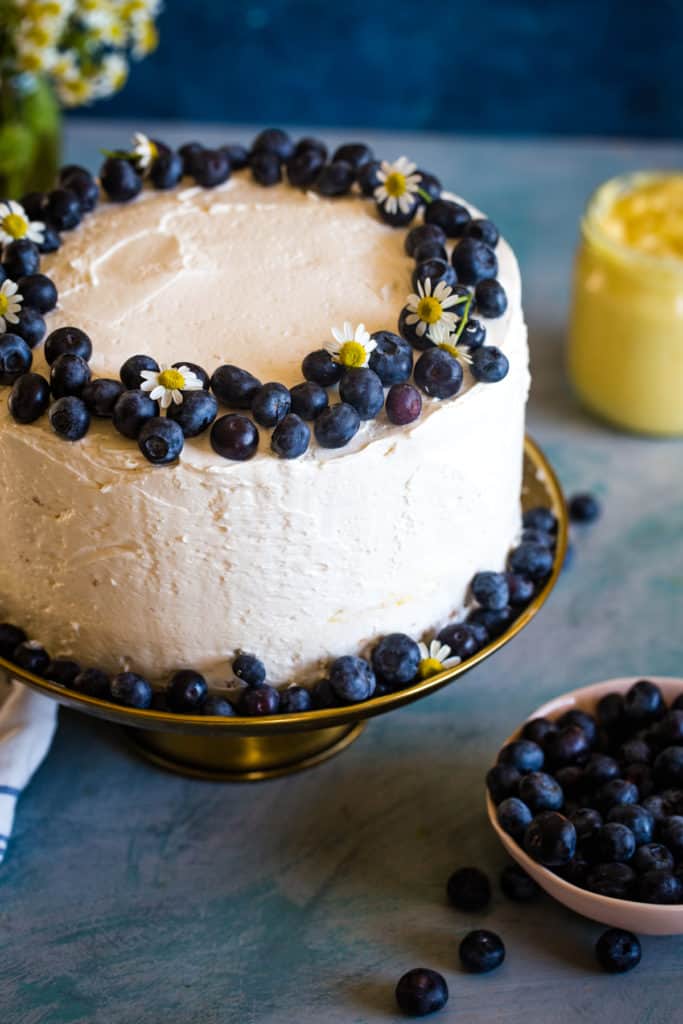 Blueberry Lemon Custard Cake - The Seaside Baker