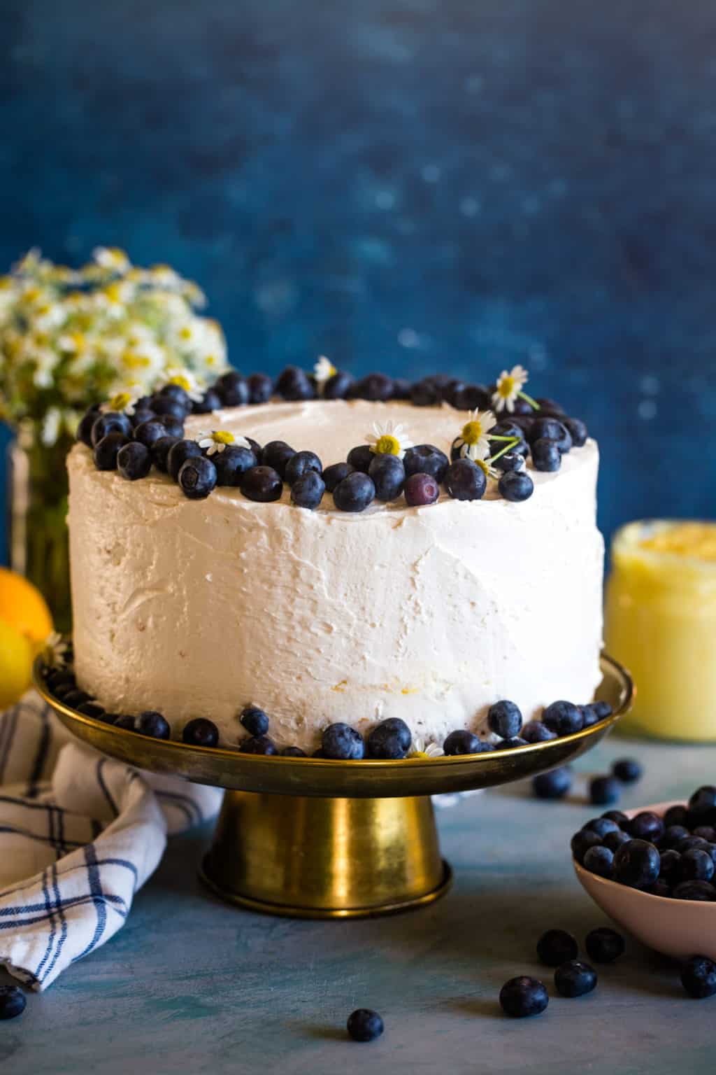 Blueberry Lemon Custard Cake - The Seaside Baker