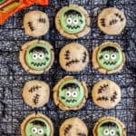 frankenstein cookies on a black halloween background