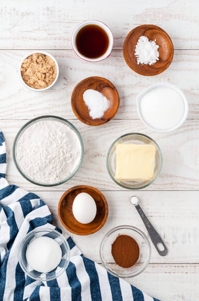 ingredients in bowls to make maple snickerdoodles