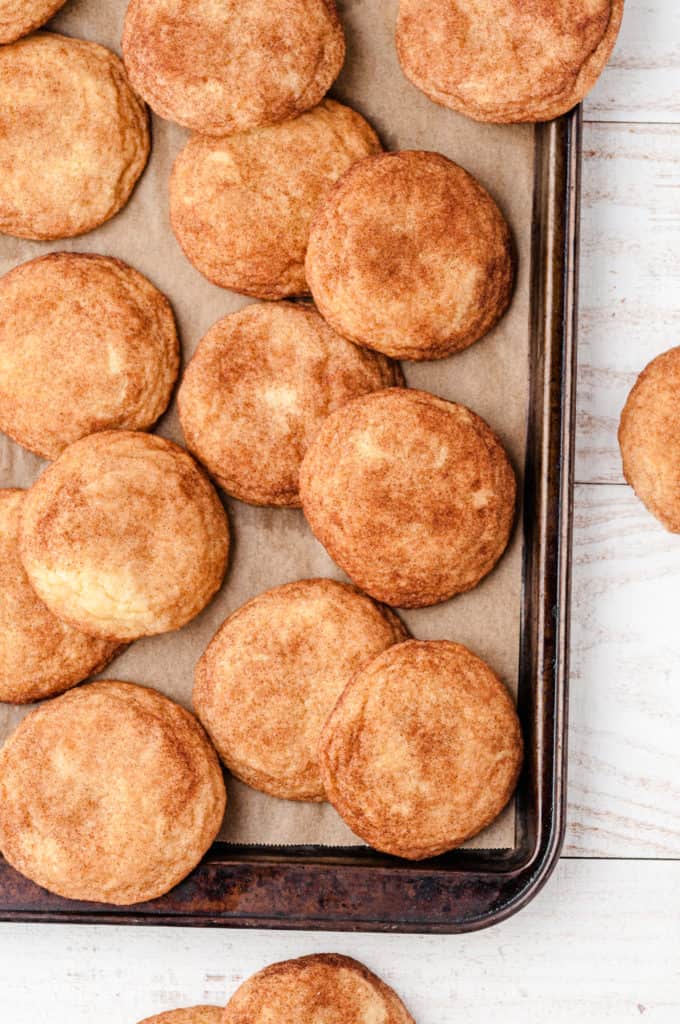 baking sheet with maple snickerdoodles