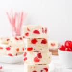 cherry cheesecake fudge stacked