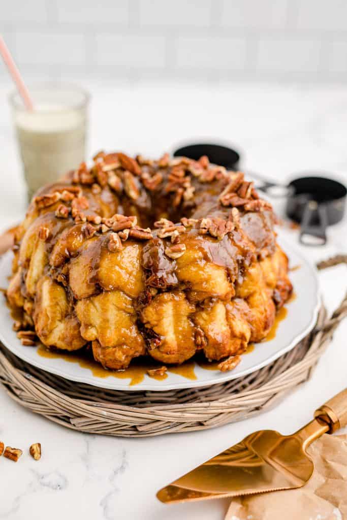 monkey bread in a white plate with white background