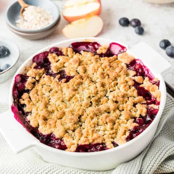 Air Fryer Blueberry Apple Crumble - The Seaside Baker