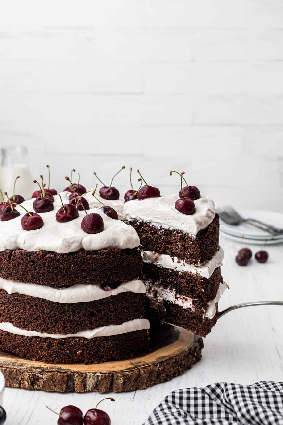 Rhubarb raspberry Black Forest chocolate cake - Recipes - delicious.com.au