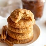 stack of apple butter snickerdoodles on white plate