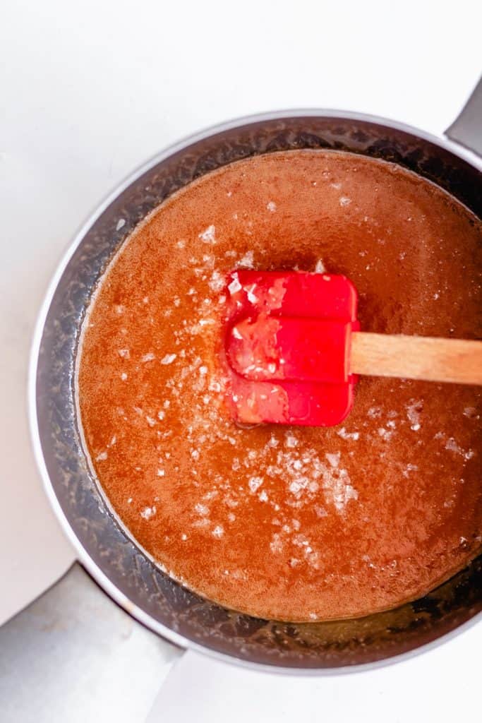 salted caramel sauce in pan