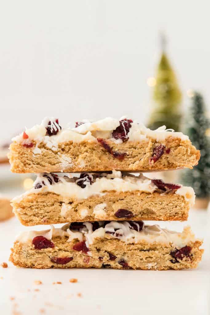 stack of three cranberry bliss bars