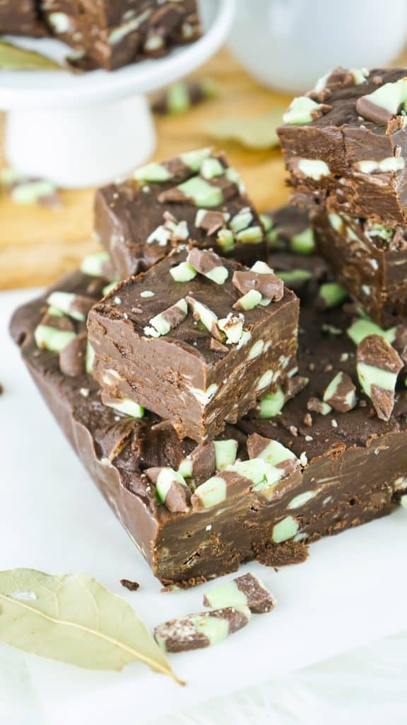 plate of mint chocolate fudge