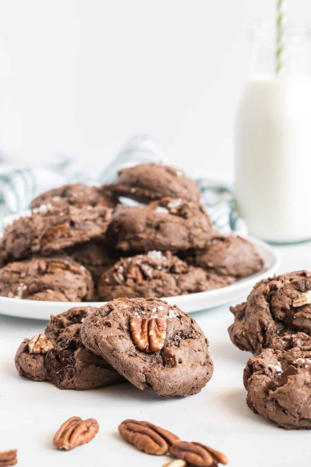 Double Chocolate Pecan Cookies - The Seaside Baker